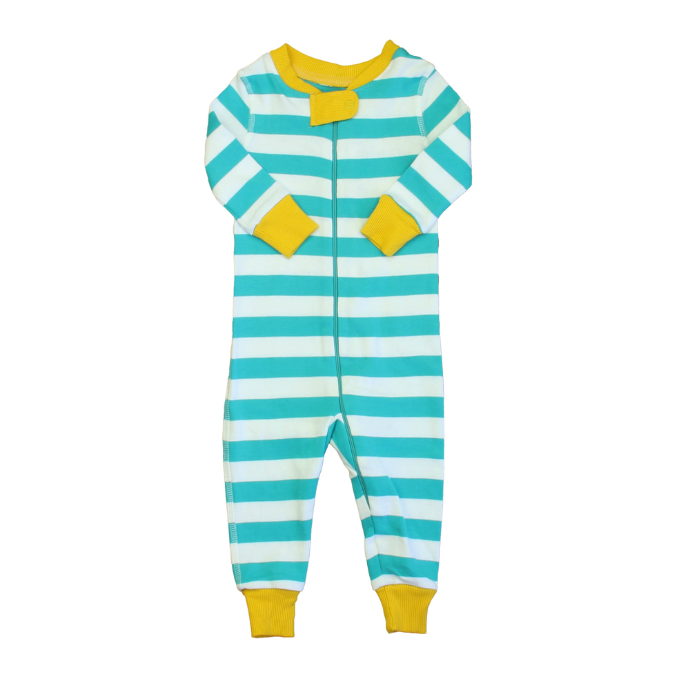 Mightly Boys Teal Stripe 1-piece Non-footed Pajamas size: 18-24 Months